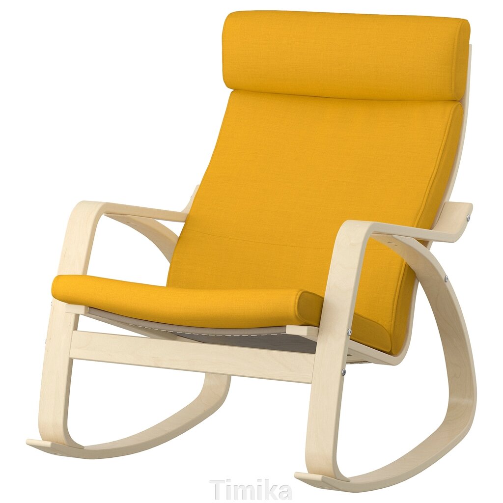 POÄNG Крісло-гойдалка, березовий шпон/Skiftebo жовтий від компанії Timika - фото 1