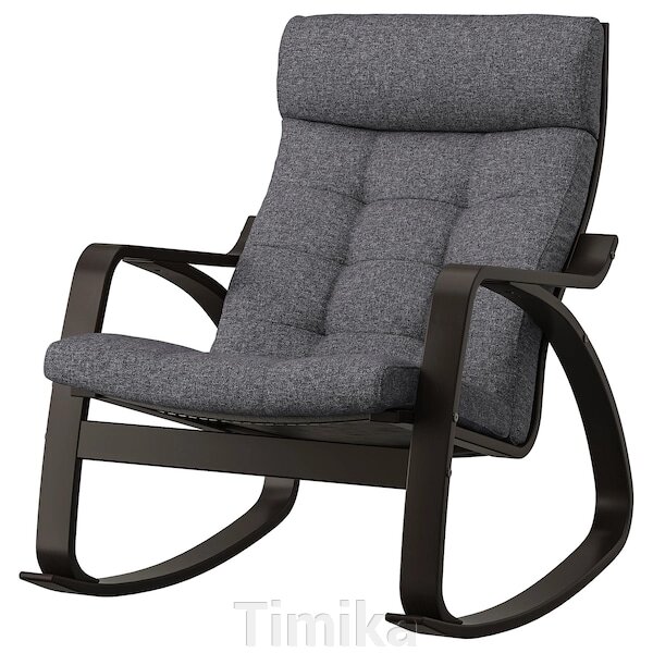 POÄNG Крісло-гойдалка, чорно-коричневий/Gunnared темно-сірий від компанії Timika - фото 1