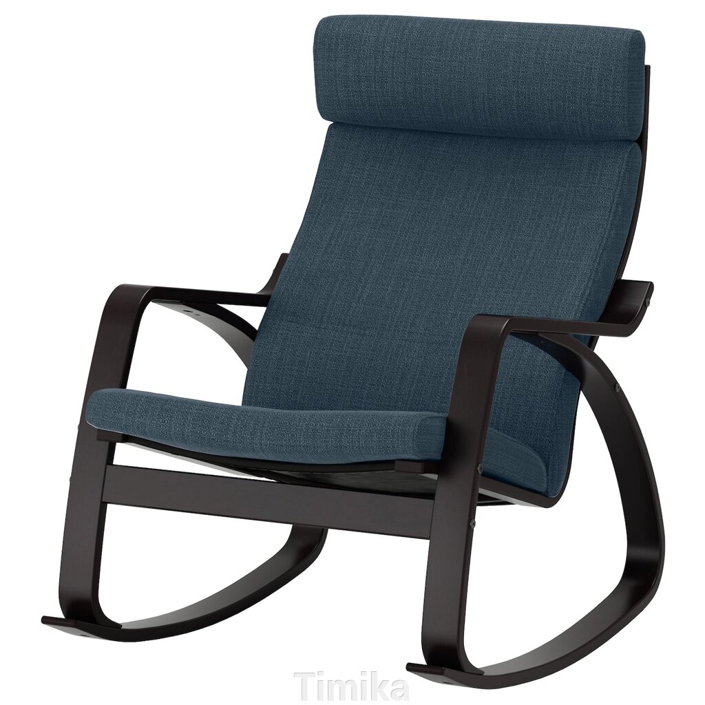 POÄNG Крісло-гойдалка, чорно-коричневий/Hillared темно-синій від компанії Timika - фото 1