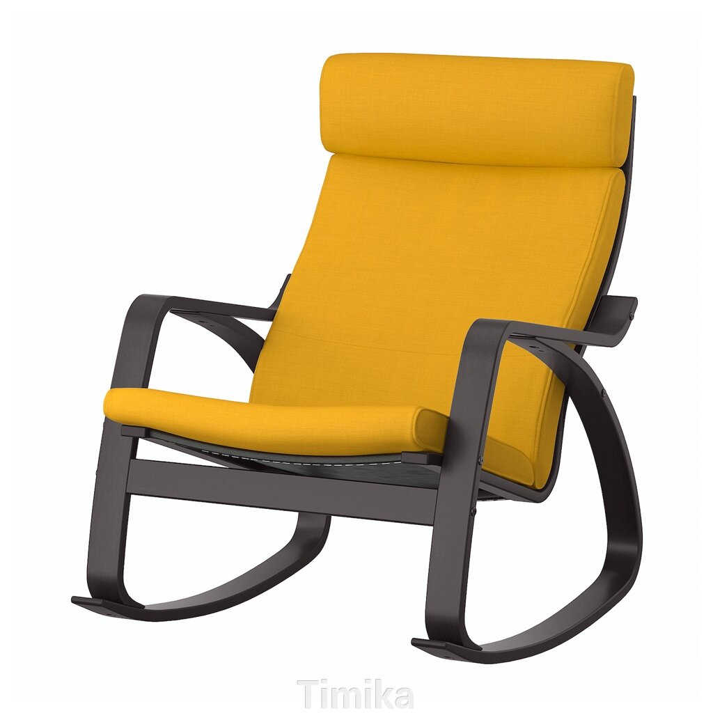 POÄNG Крісло-гойдалка, чорно-коричневий/Skiftebo жовтий від компанії Timika - фото 1