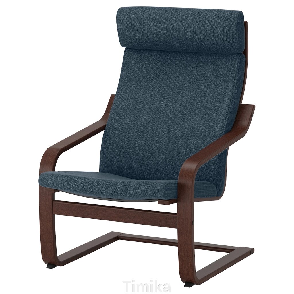 POÄNG Крісло, коричневий/Hillared темно-синій від компанії Timika - фото 1