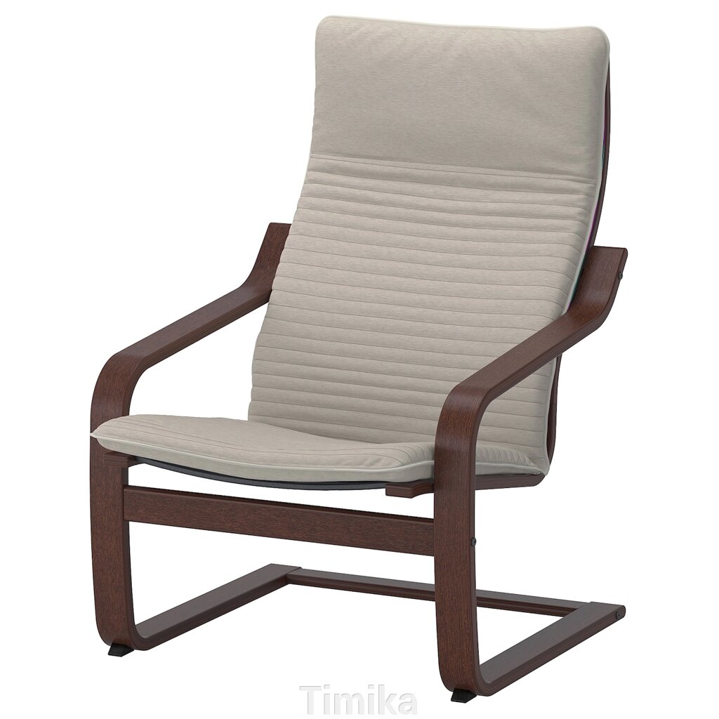 POÄNG Крісло, коричневий/Knisa світло-бежевий від компанії Timika - фото 1