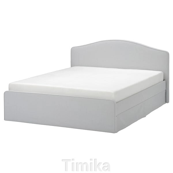 RAMNEFJÄLL М'який каркас ліжка, Klovsta сіро-білий/Lindbåden, 160x200 см від компанії Timika - фото 1