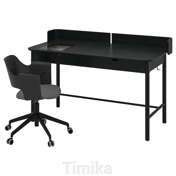 RIDSPÖ / FJÄLLBERGET Письмовий стіл і стілець, антрацит, темно-сірий шпон чорного кольору від компанії Timika - фото 1