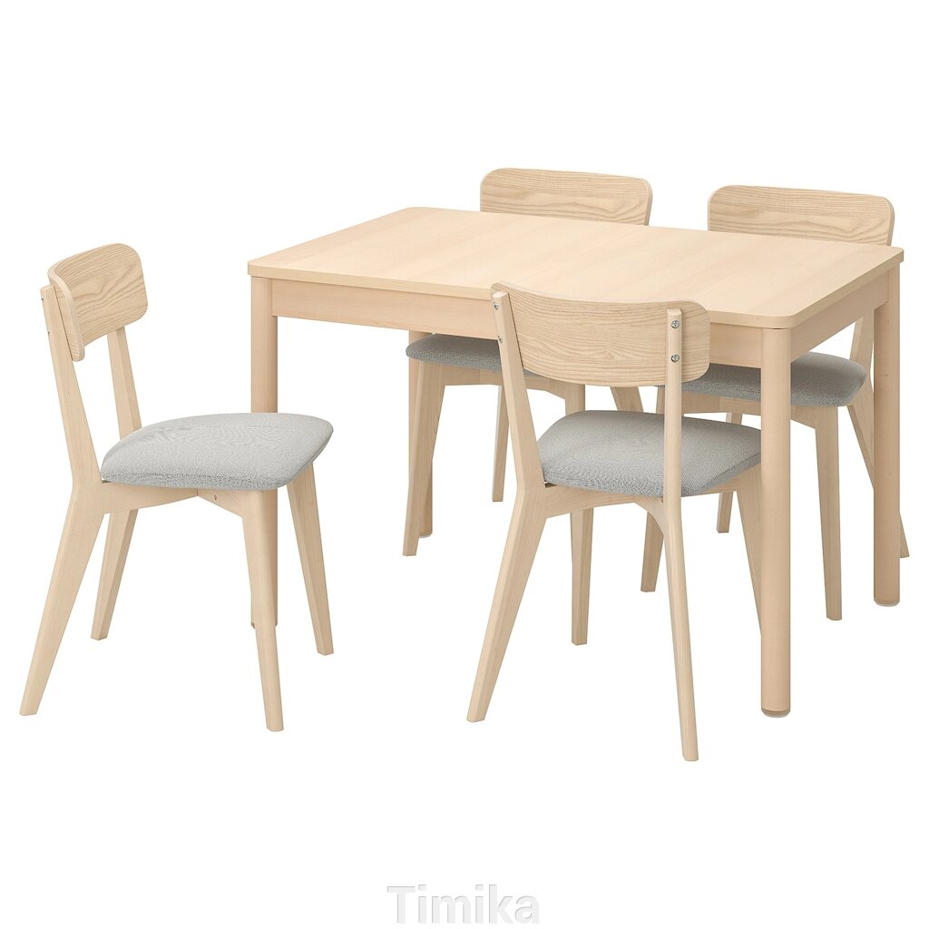 RÖNNINGE / LISABO Стіл і 4 стільці, береза ясен/Tallmyra білий/чорний, 118/173 см від компанії Timika - фото 1