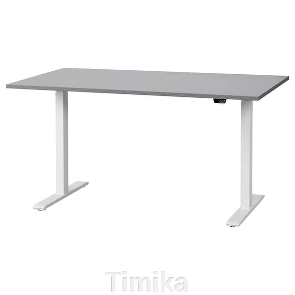 RODULF Письмовий стіл з регульованою висотою, сірий/білий, 140x80 см від компанії Timika - фото 1