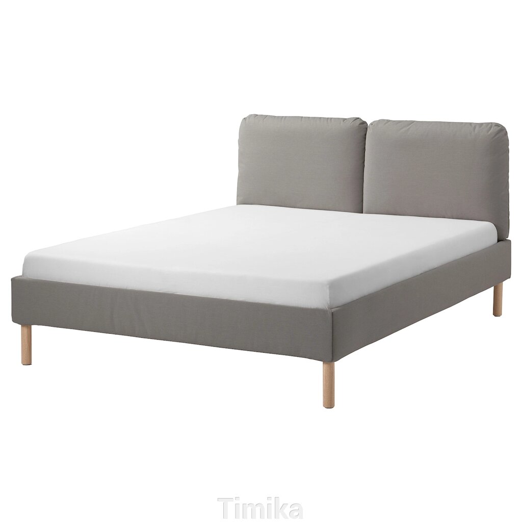 SAGESUND Каркас ліжка з оббивкою, Diseröd коричневий/Lindbåden, 160x200 см від компанії Timika - фото 1