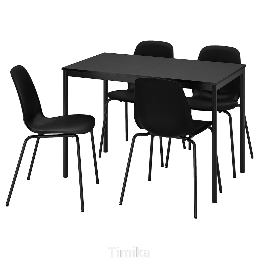 SANDSBERG / LIDÅS Стіл і 4 стільці, чорний/чорний/чорний/чорний, 110x67 см від компанії Timika - фото 1