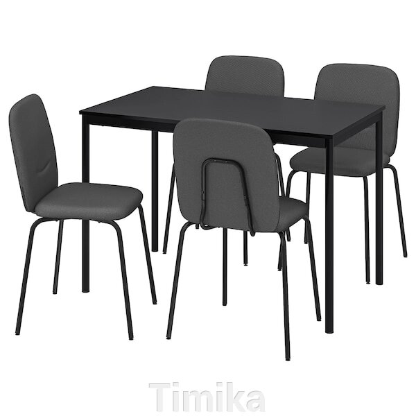 SANDSBERG / PÅBODA Стіл і 4 стільці, чорний/чорний/Remmarn темно-сірий, 110 см від компанії Timika - фото 1