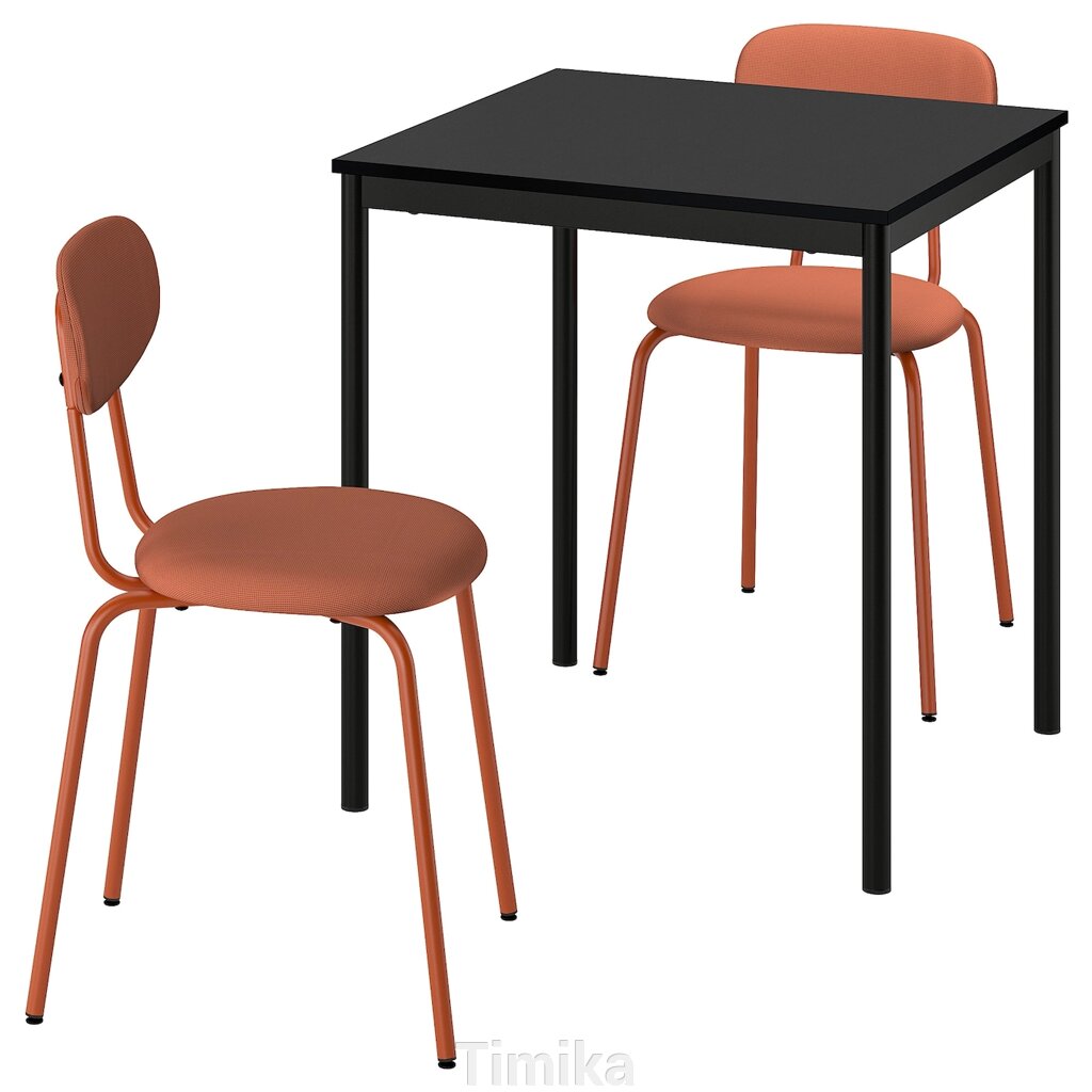 SANDSBERG / ÖSTANÖ Стіл і 2 стільці, чорний чорний/Remmarn червоно-коричневий, 67 см від компанії Timika - фото 1