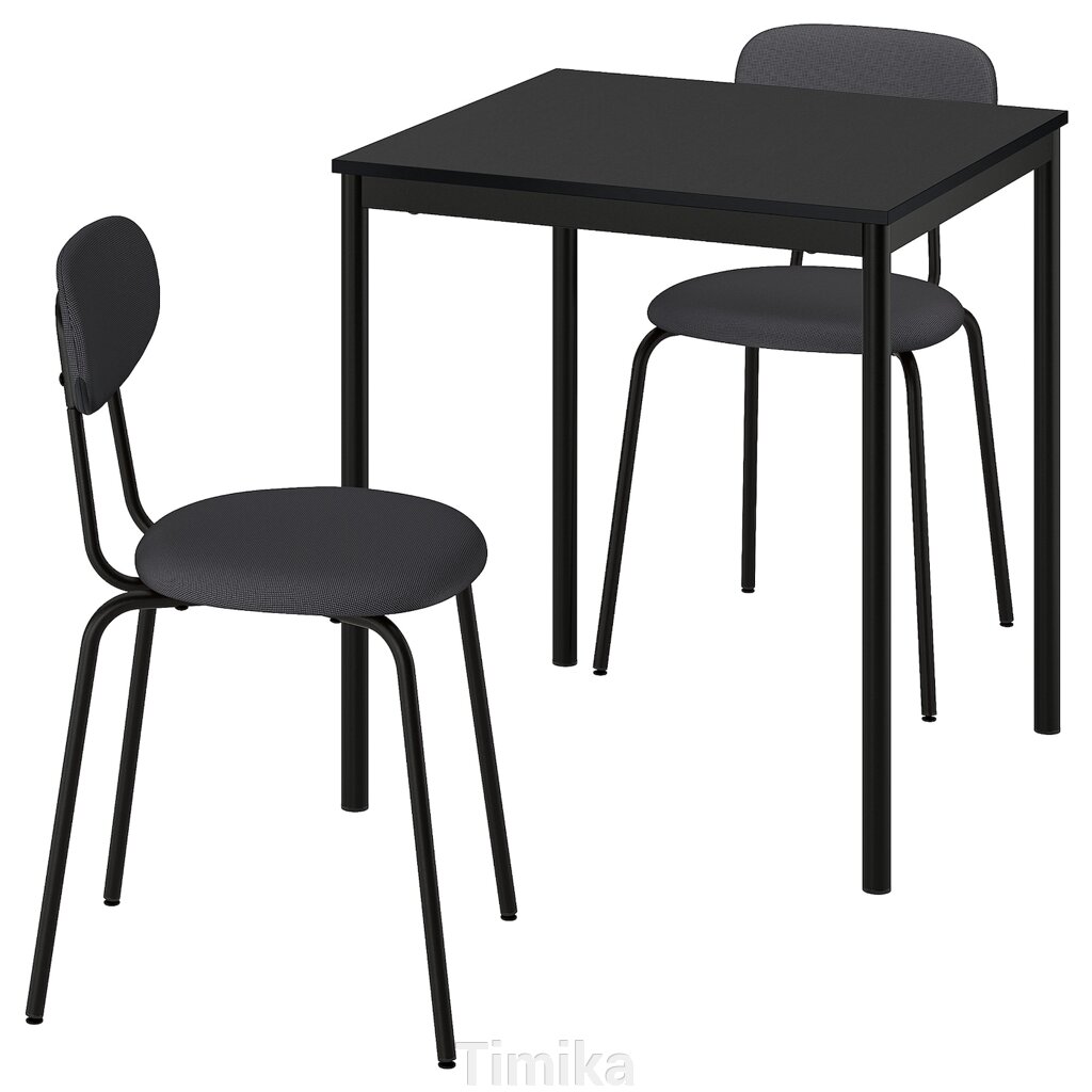 SANDSBERG / ÖSTANÖ Стіл і 2 стільці, чорний чорний/Remmarn темно-сірий, 67 см від компанії Timika - фото 1