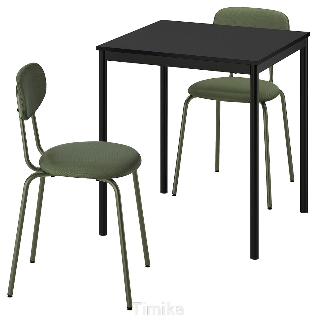 SANDSBERG / ÖSTANÖ Стіл і 2 стільці, чорний чорний/Remmarn темно-зелений, 67 см від компанії Timika - фото 1