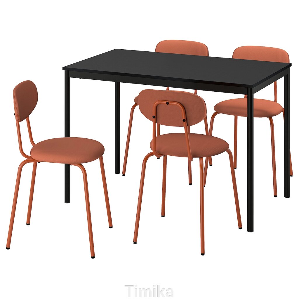 SANDSBERG / ÖSTANÖ Стіл і 4 стільці, чорний чорний/Remmarn червоно-коричневий, 110 см від компанії Timika - фото 1