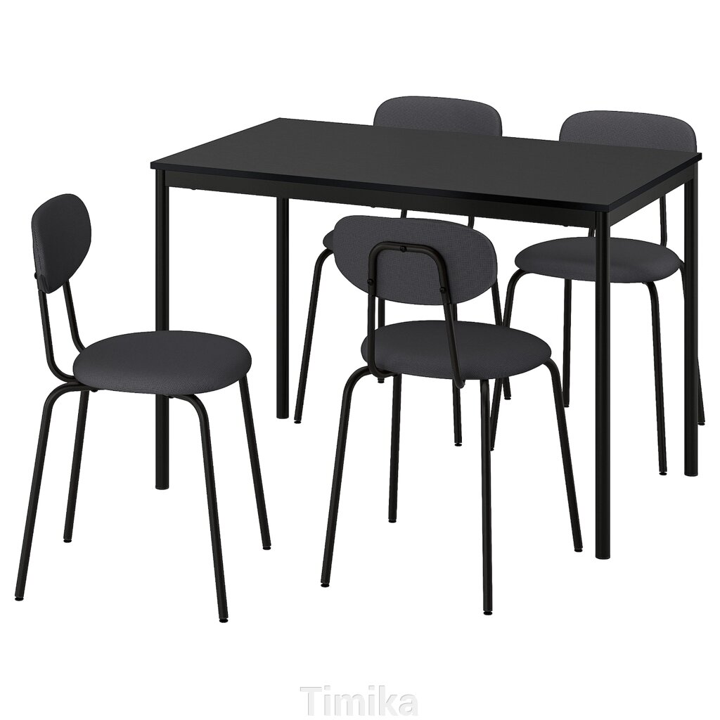 SANDSBERG / ÖSTANÖ Стіл і 4 стільці, чорний чорний/Remmarn темно-сірий, 110 см від компанії Timika - фото 1