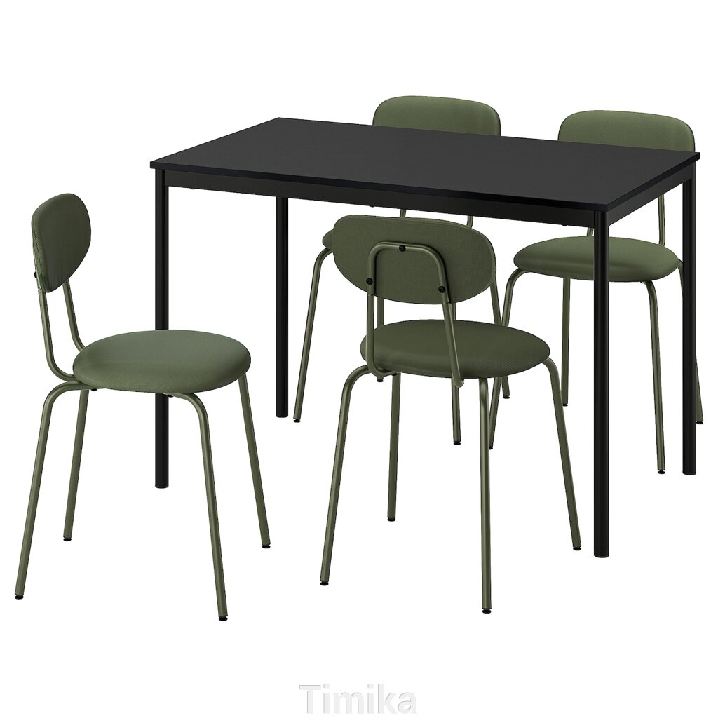 SANDSBERG / ÖSTANÖ Стіл і 4 стільці, чорний чорний/Remmarn темно-зелений, 110 см від компанії Timika - фото 1