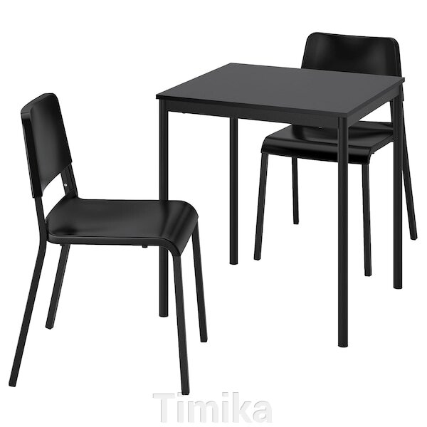 SANDSBERG / TEODORES Стіл і 2 стільці, чорний/чорний, 67x67 см від компанії Timika - фото 1