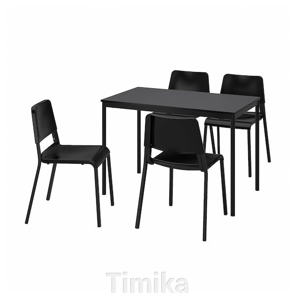 SANDSBERG / TEODORES Стіл і 4 стільці, чорний/чорний, 110x67 см від компанії Timika - фото 1