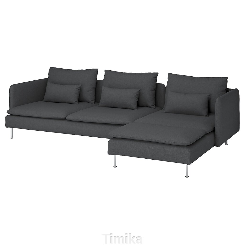 SÖDERHAMN 4-місний диван з шезлонгом, Fridtuna темно-сірий від компанії Timika - фото 1