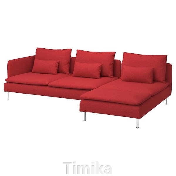 SÖDERHAMN 4-місний диван з шезлонгом і відкритим торцем Тонеруд/червоний від компанії Timika - фото 1
