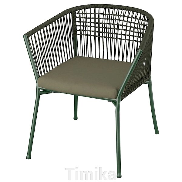SEGERÖN Крісло з підлокітниками вуличне темно-зелене/Frösön/Duvholmen темно-бежево-зелене від компанії Timika - фото 1