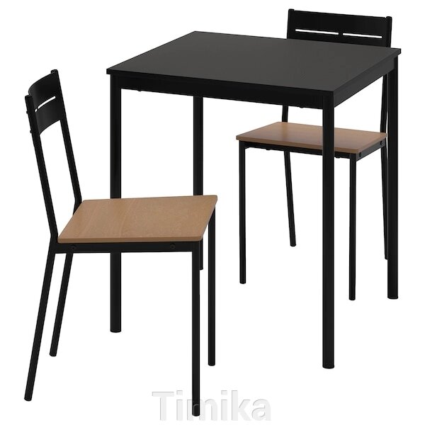 СЕНДСБЕРГ / SANDSBERG Стіл і 2 стільці, чорний/чорний, 67х67 см від компанії Timika - фото 1