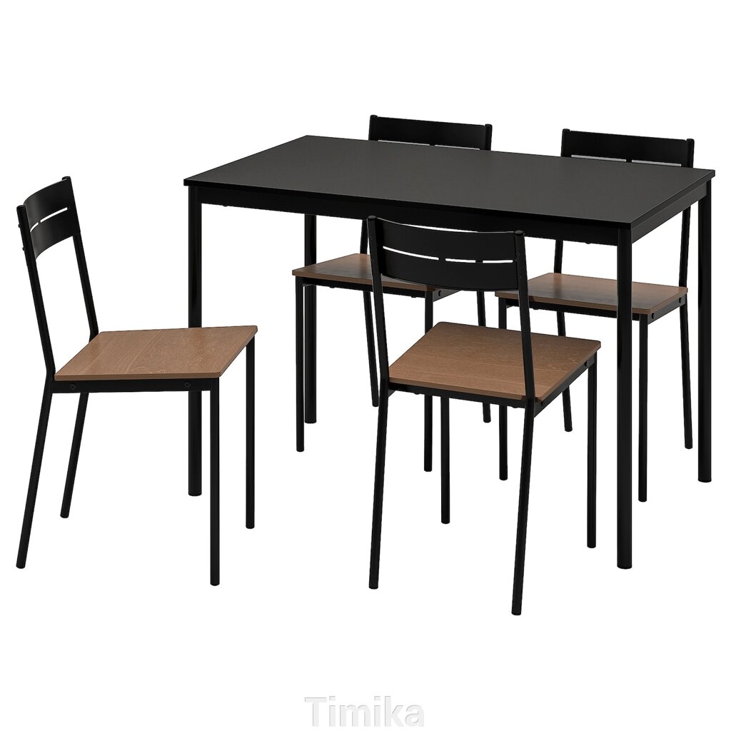 СЕНДСБЕРГ / SANDSBERG Стіл і 4 стільці, чорний/чорний, 110х67 см від компанії Timika - фото 1