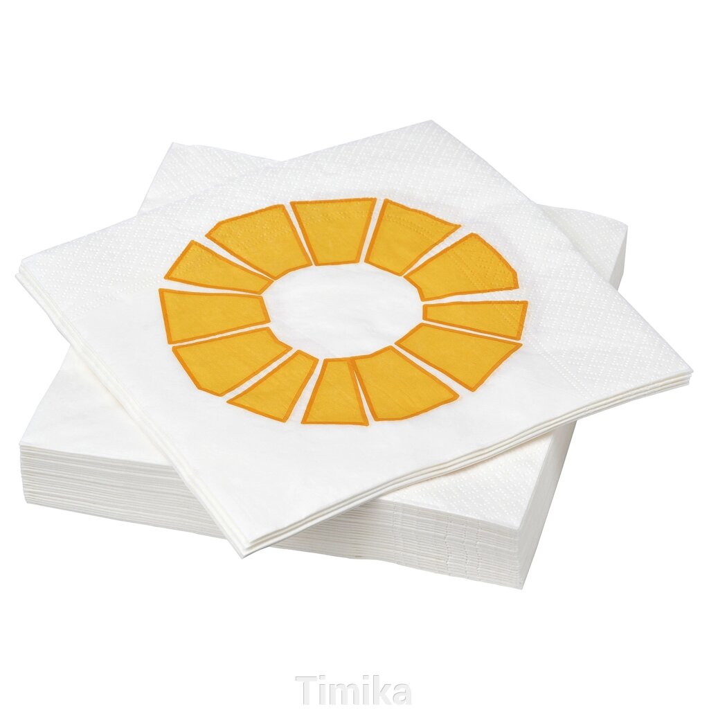 Серветки BRÖGGAN, білий/жовтий, 33х33 см від компанії Timika - фото 1