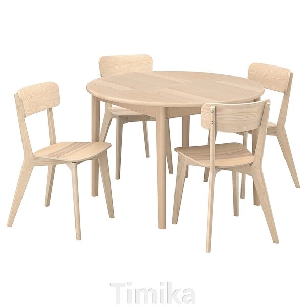 SKANSNÄS / LISABO Стіл і 4 стільці, світлий бук/ясен, 115/170 см від компанії Timika - фото 1