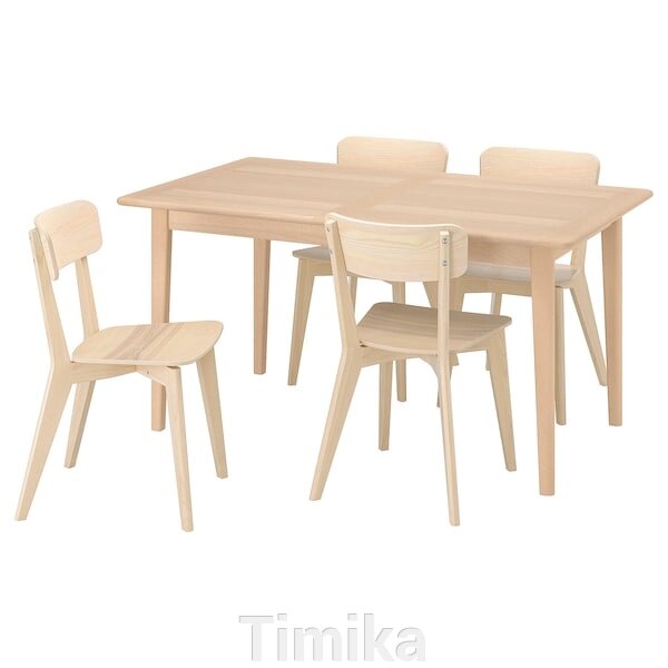 SKANSNÄS / LISABO Стіл і 4 стільці, світлий бук/ясен, 150/205 см від компанії Timika - фото 1