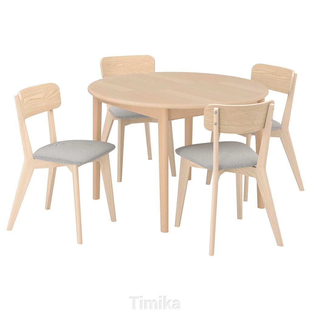 SKANSNÄS / LISABO Стіл і 4 стільці, світлий бук ясен/Tallmyra білий/чорний, 115/170 см від компанії Timika - фото 1