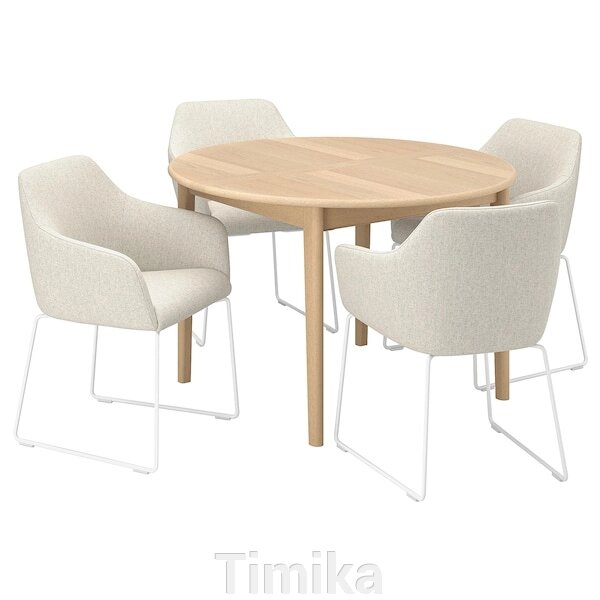 SKANSNÄS / TOSSBERG Стіл і 4 стільці, світлий бук/білий Gunnared бежевий, 115/170 см від компанії Timika - фото 1