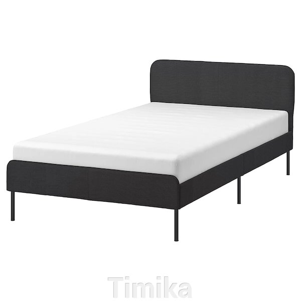 SLATTUM Каркас ліжка м'який, Vissle темно-сірий, 120х200 см від компанії Timika - фото 1