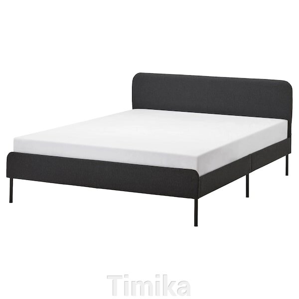 SLATTUM Каркас ліжка з оббивкою, Vissle темно-сірий, 140х200 см від компанії Timika - фото 1