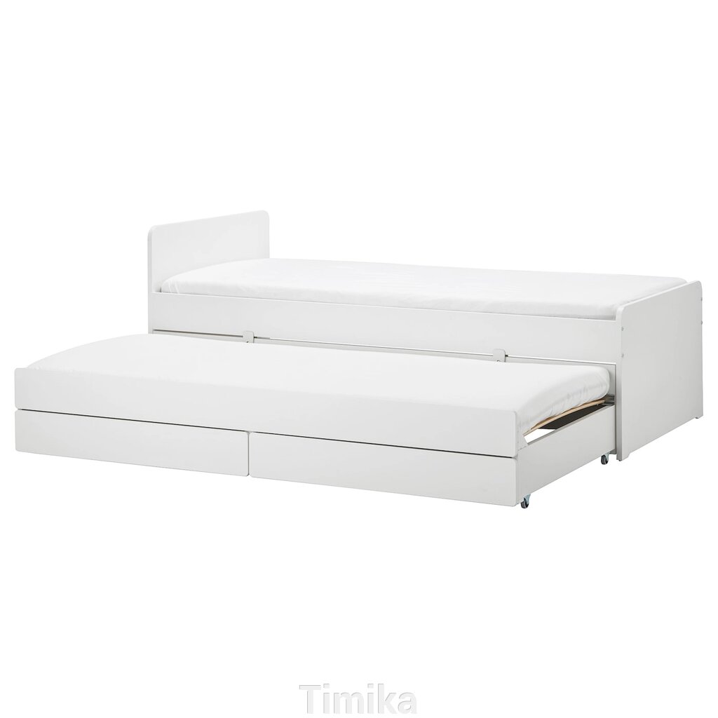 SLÄKT Каркас ліжка з нижнім ліжком/місцем для зберігання, білий, 90x200 см від компанії Timika - фото 1