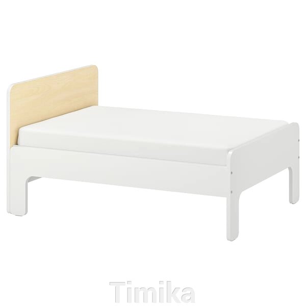 SLÄKT Розсувний каркас ліжка та підстава ліжка, білий/береза, 80x200 см від компанії Timika - фото 1