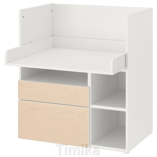 SMÅSTAD Письмовий стіл, біла береза/з 2 ящиками, 90x79x100 см від компанії Timika - фото 1