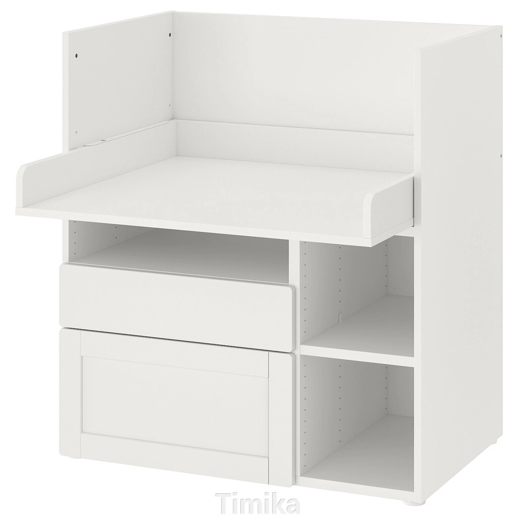 SMÅSTAD Письмовий стіл, білий білий каркас/з 2 ящиками, 90x79x100 см від компанії Timika - фото 1