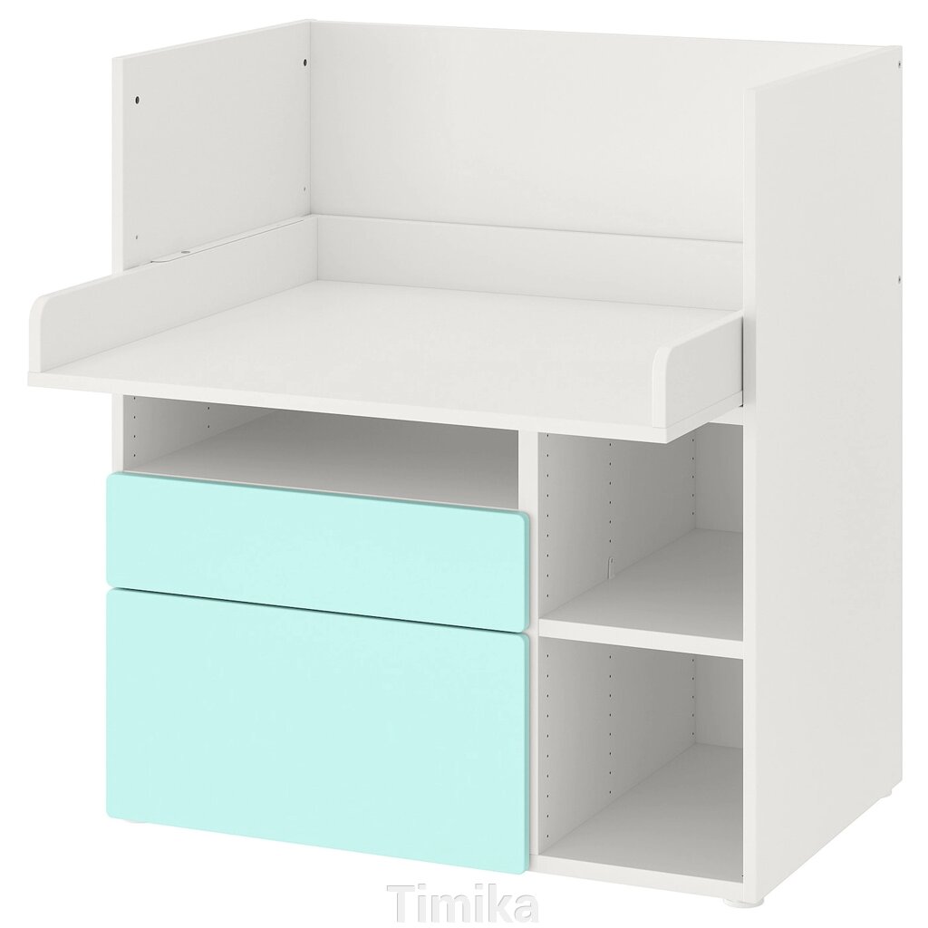 SMÅSTAD Письмовий стіл, блідо-бірюзово-білий/з 2 ящиками, 90x79x100 см від компанії Timika - фото 1