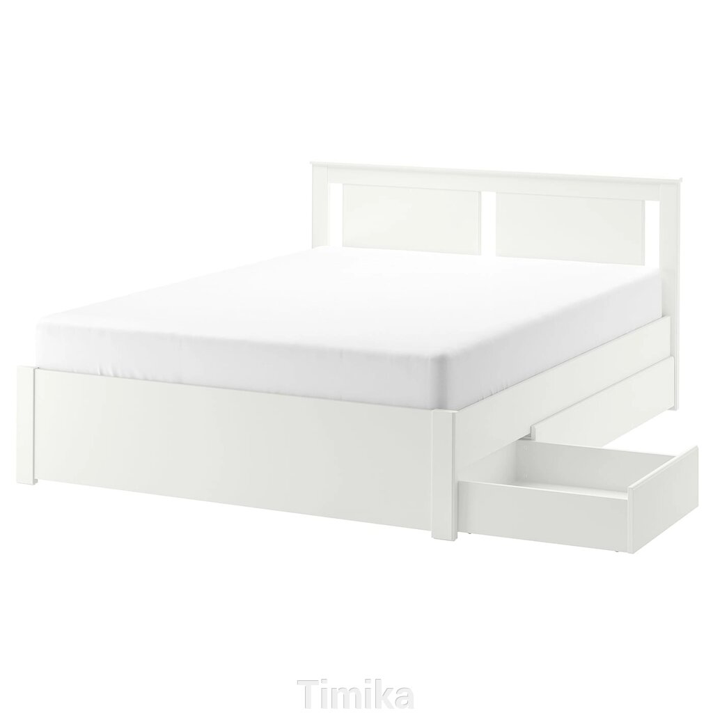 SONGESAND Каркас ліжка з 2 ящиками для зберігання, білий/Lindbåden, 140x200 см від компанії Timika - фото 1
