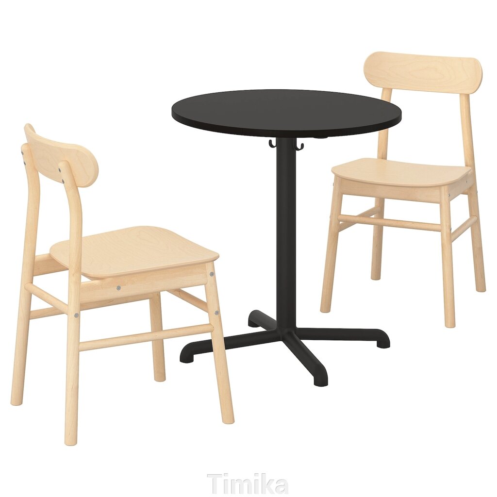 STENSELE / RÖNNINGE Стіл і 2 стільці, антрацит/антрацитова береза, 70 см від компанії Timika - фото 1