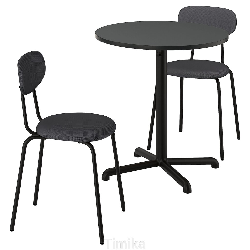 STENSELE / ÖSTANÖ Стіл і 2 стільці, антрацит антрацит/Remmarn темно-сірий, 70 см від компанії Timika - фото 1