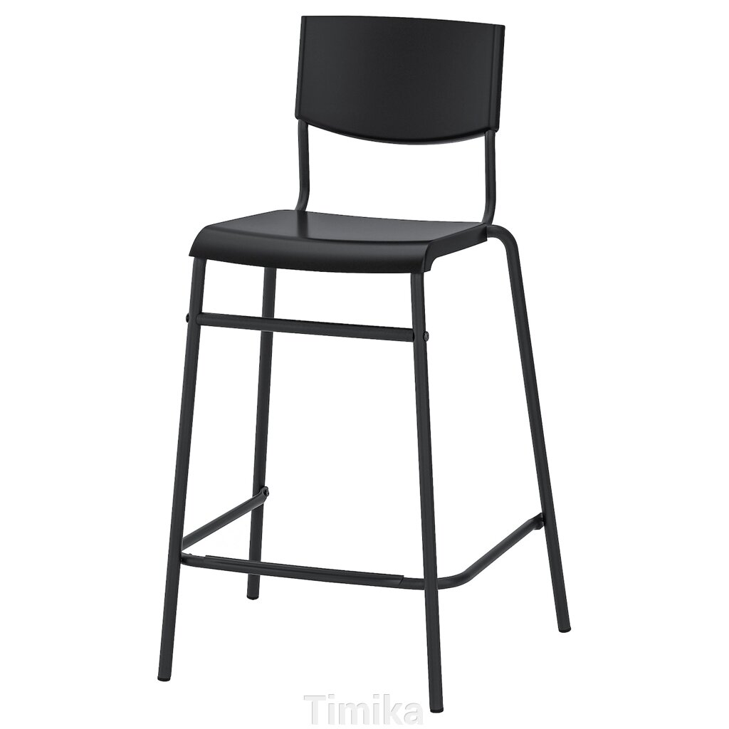STIG Барний стілець зі спинкою, чорний/чорний, 63 см від компанії Timika - фото 1