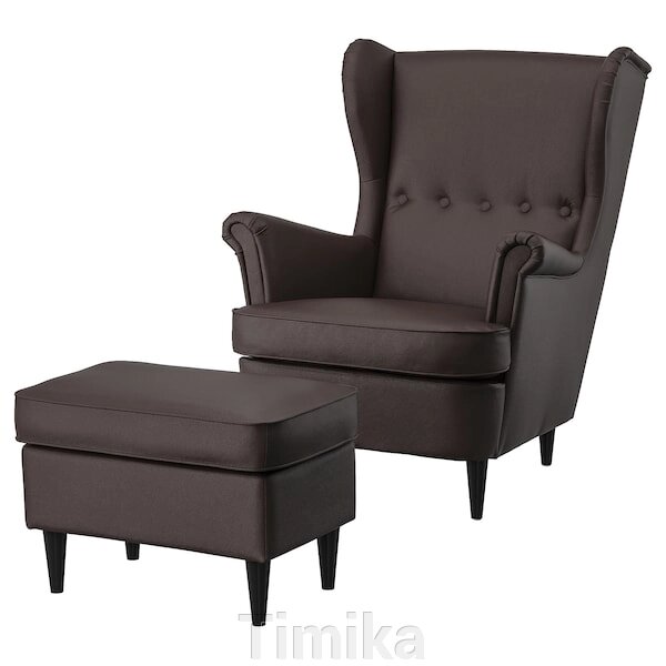 STRANDMON Крісло/підніжка, Grann/Bomstad темно-коричневий від компанії Timika - фото 1