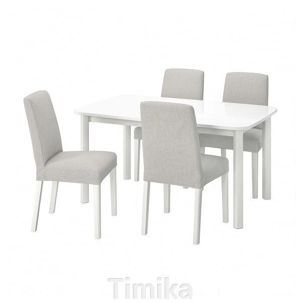 STRANDTORP / BERGMUND Стіл і 4 стільці, білий/Orsta світло-сірий, 150/205/260 см від компанії Timika - фото 1