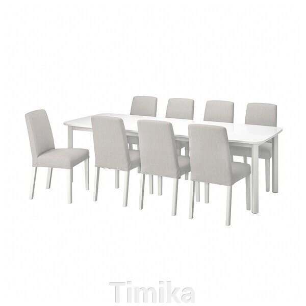 STRANDTORP / BERGMUND Стіл і 8 стільців, білий/Orsta світло-сірий, 150/205/260 см від компанії Timika - фото 1