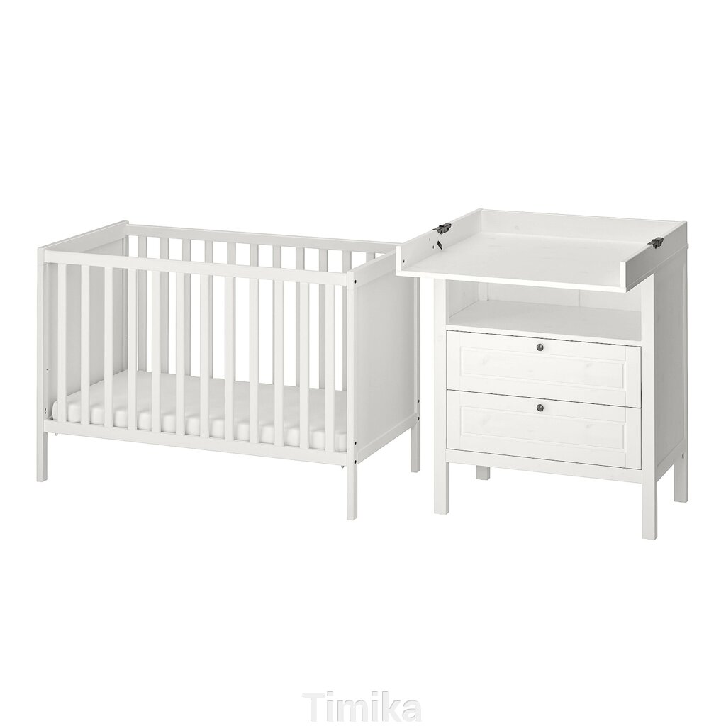 СУНДВІК Комплект дитячих меблів з 2 предметів, білий, 60х120 см від компанії Timika - фото 1
