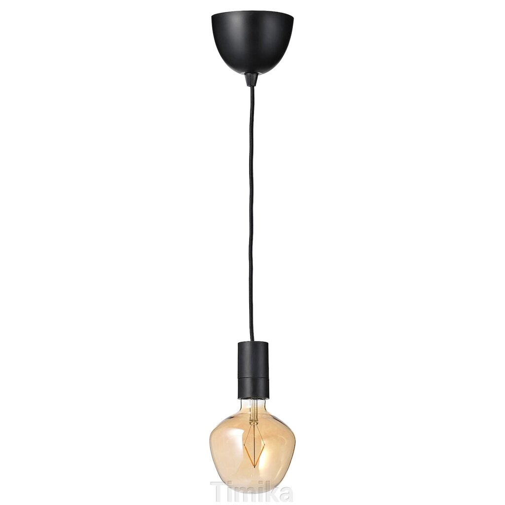 SUNNEBY / MOLNART Підвісна лампа з колбою, форма дзвоника чорного кольору/коричневе прозоре скло від компанії Timika - фото 1