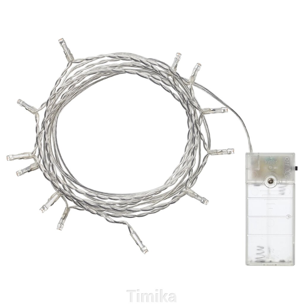 Світлодіодна гірлянда LEDFYR, 12 лампочок, кімнатна/на батарейках срібляста від компанії Timika - фото 1