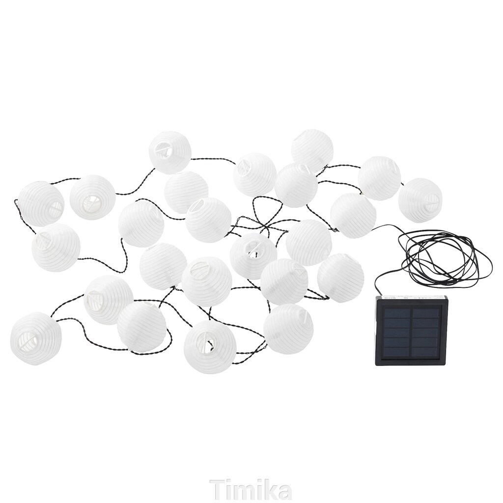 Світлодіодна гірлянда SOLARVET, 24 лампи, зовнішня, на сонячних батареях/біла куля від компанії Timika - фото 1