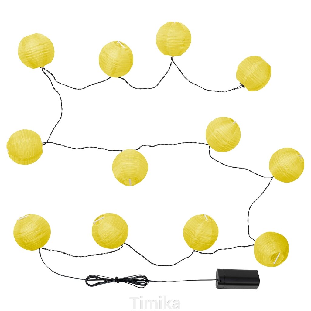Світлодіодна гірлянда SOLVINDEN, 12 ламп, зовнішня/на батарейках, жовта від компанії Timika - фото 1